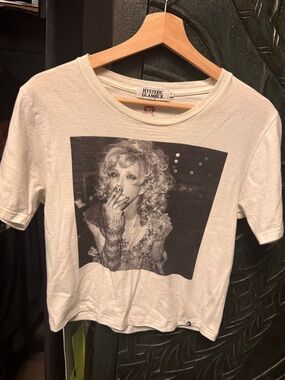 HYSTERIC GLAMOUR Women's White Baby Tee- Courtney Love 🖤🤘🎸